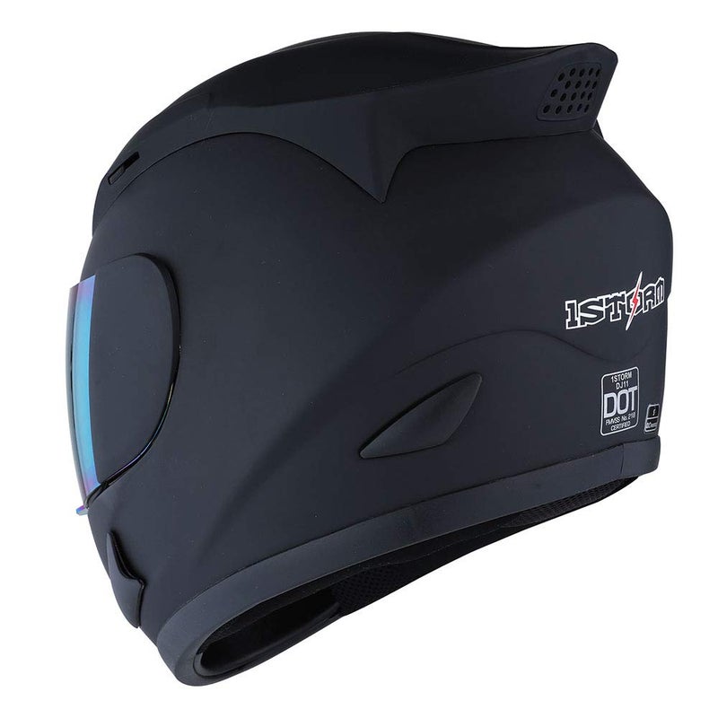 1Storm Motorcycle Bike Full FACE Helmet Mechanic MATT Black; Size L (57-58 CM 22.4/22.8 Inch) - Image 3